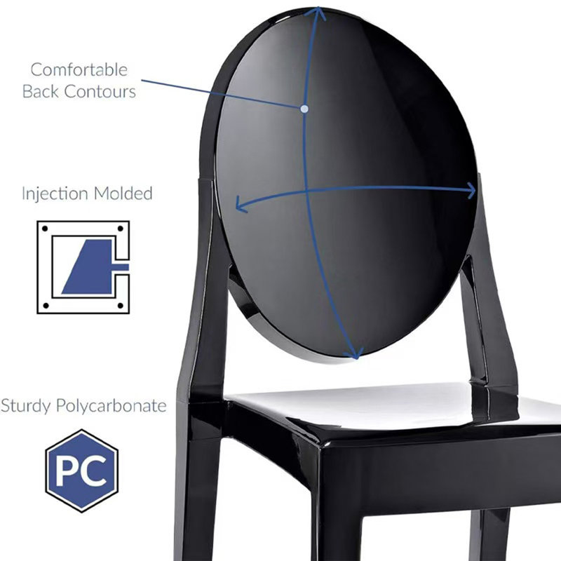 Furness Side Chair Acrylic Victorian Dining Side Chairs, Black