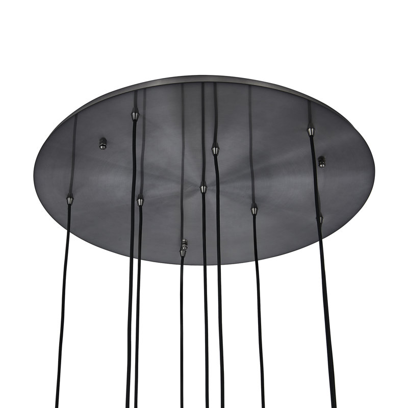 Lustre d'hiver Pallina (40 watts), Noir satiné / nickel, 9 lumières, H 7,5 po x l 32 po x P 32 po