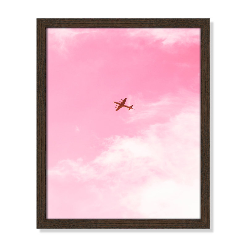 «Flight Through Cotton Candy Skies» par J Lee - impression d'un seul cadre, H 19 po x l 16 po x P 0,75 po, Noyer