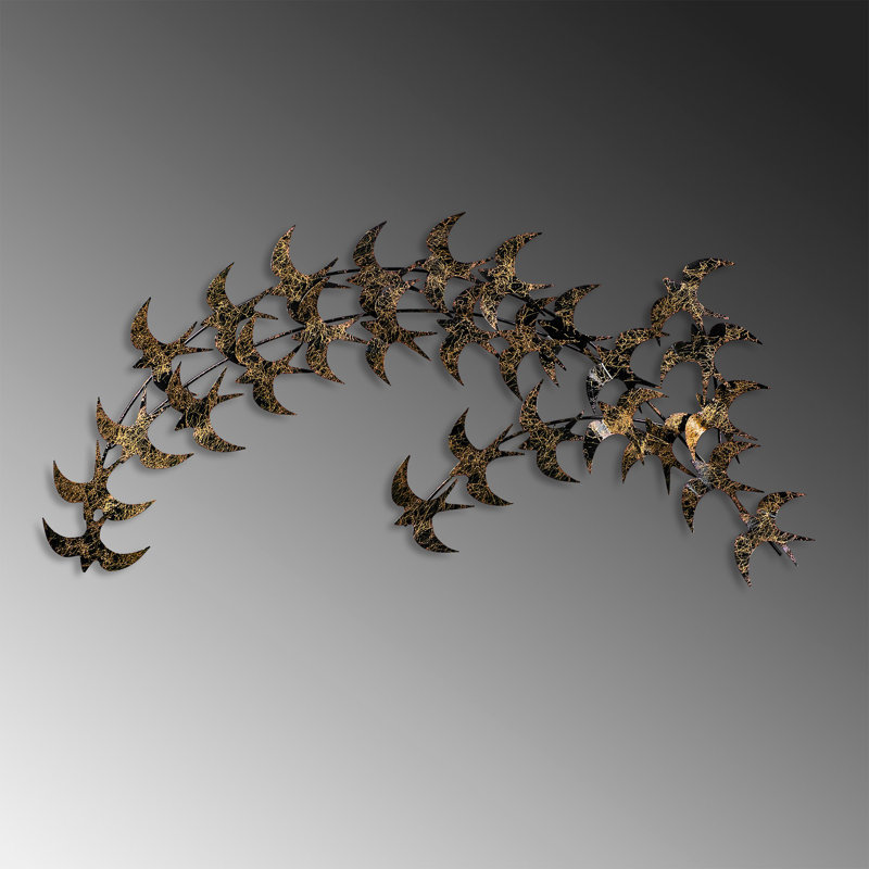 Accessoire mural en métal fait à la main, doré et noir, 29,5 po x 53,5 po | 100% métal avec une épaisseur de 0,06 po | Conception unique peinte à la main, parfaite pour la décoration intérieure et l'esthétique moderne, fixation murale facile