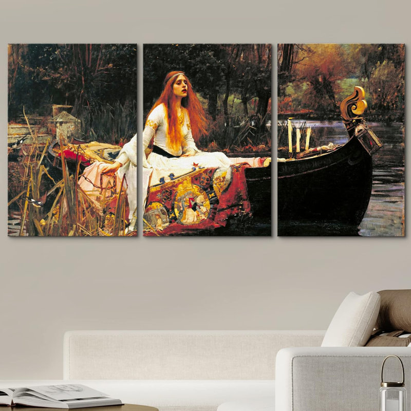 La Dame de Shalott, 3 pièces, Toile tendue, H 24 po x l 16 po x P 1,5 po