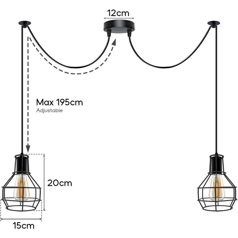 - Light Black Cluster Pendant, 2