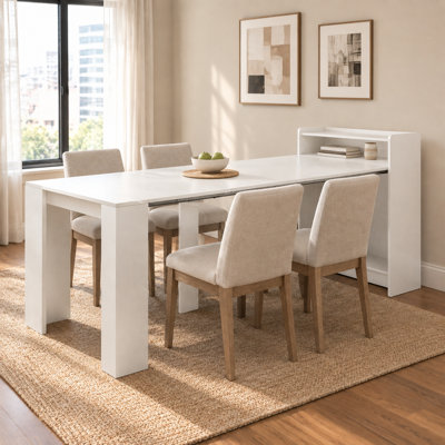 Modern Extendable Dining Table with Open Storage Shelves