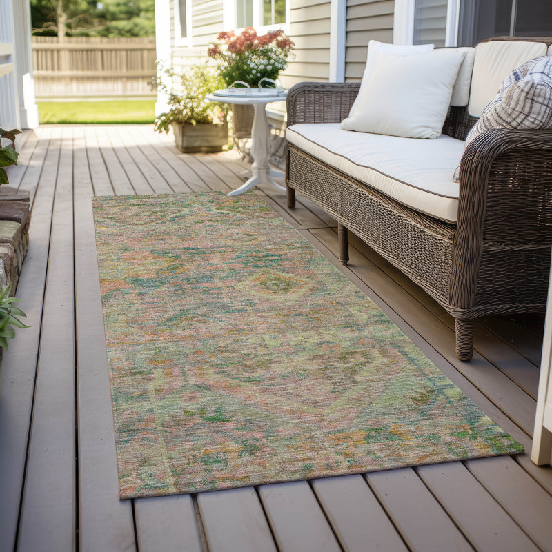 Tapis vert intérieur / extérieur lavable à la machine Cinead ACN1664, Tapis de couloir 2 pi 3 po x 7 pi 6 po