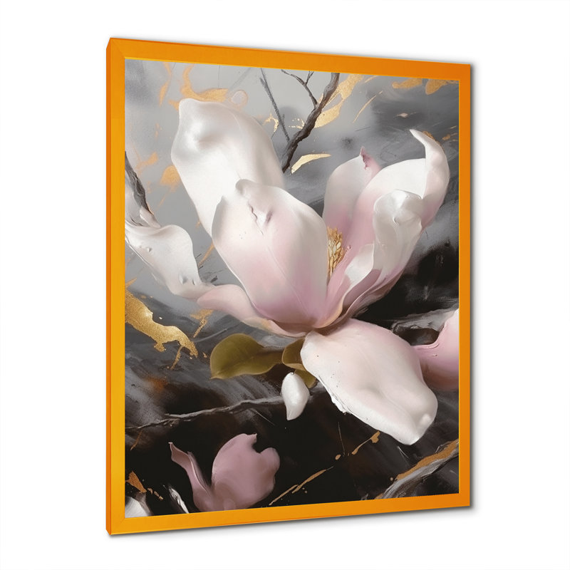 Rose magnifique Magnolias I - impression, H 40 po x l 30 po x P 1,5 po, Encadrement doré