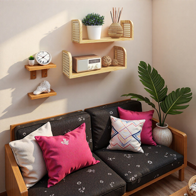 Ensemble de 2 tablettes en rotin Boho