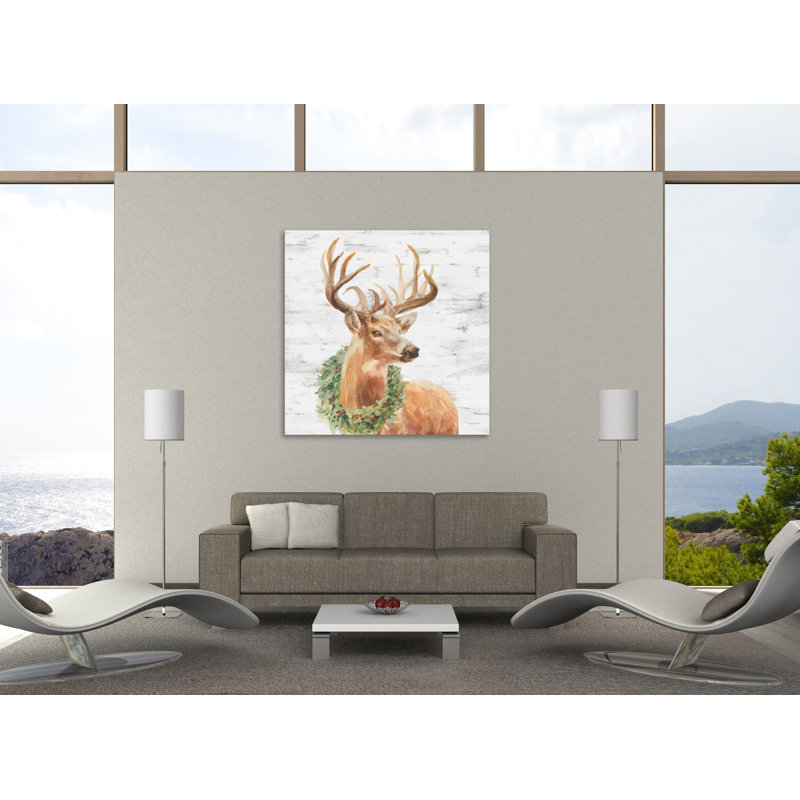 «Woodland Holiday Stag Gray», toile tendue par Danhui Nai, H 36 po x l 36 po x P 1,5 po