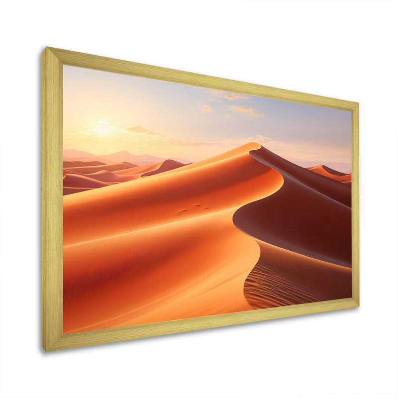 Désert blanc dunes majestueux - impression, H 30 po x l 40 po x P 1,5 po, Cadre doré à une seule photo