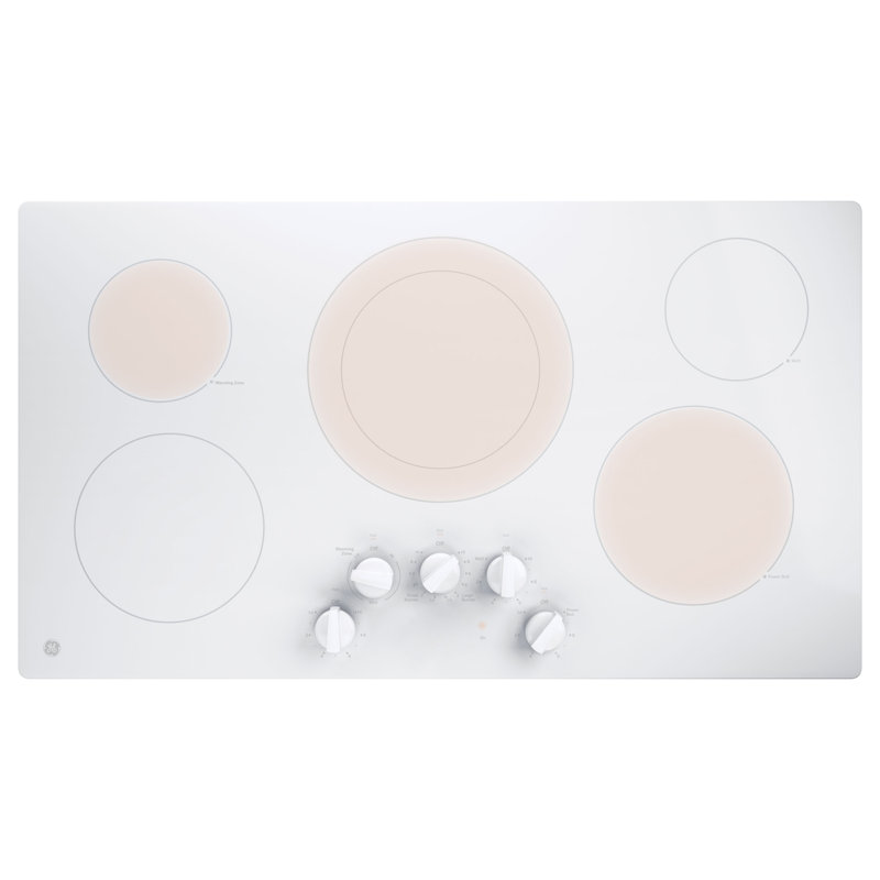 Built-in 36" Electric Cooktop with 5 Burners, White