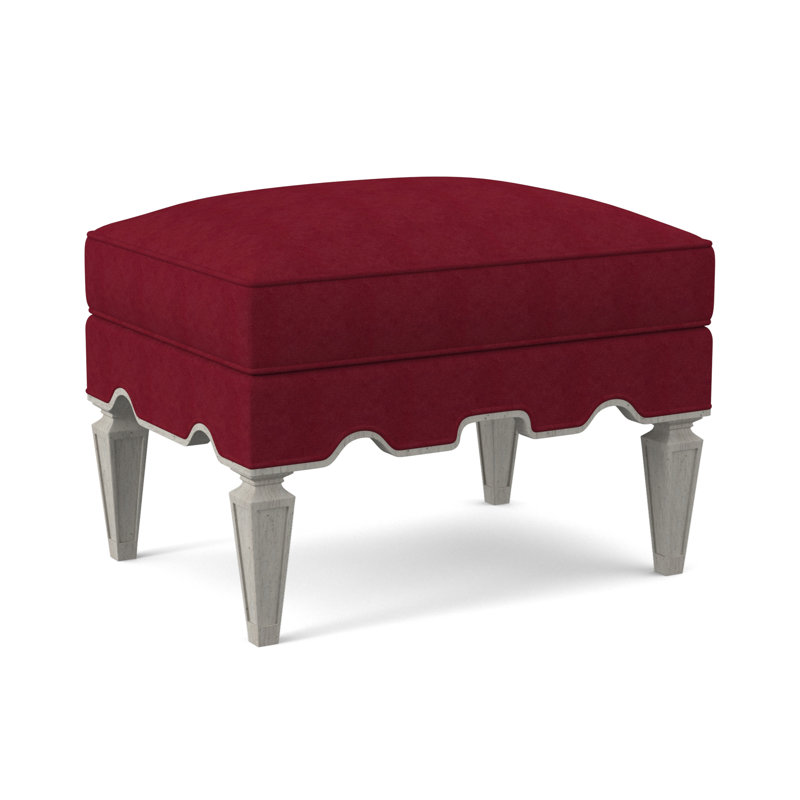 Palm Upholstered Ottoman, Bisque, Margaret Lipstick Polyester Blend