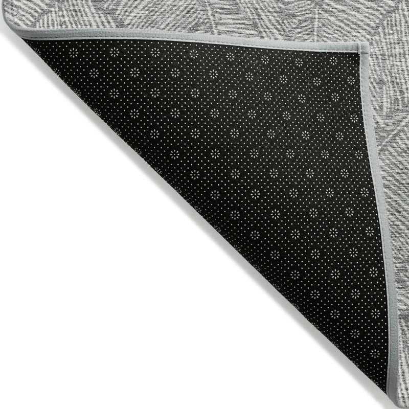 Tapis d'intérieur lavable à motif floral gris 3 pi x 5 pi