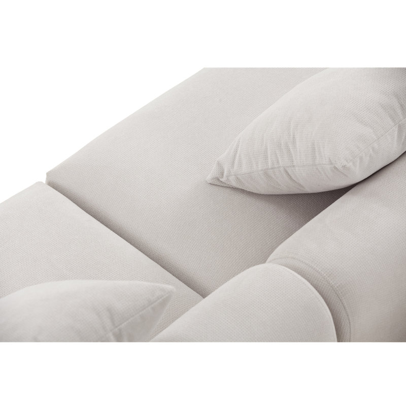 Canapé rembourré Kaseta, Coton beige, H 25,4 po x l 102,3 po x P 36,2 po, Noir