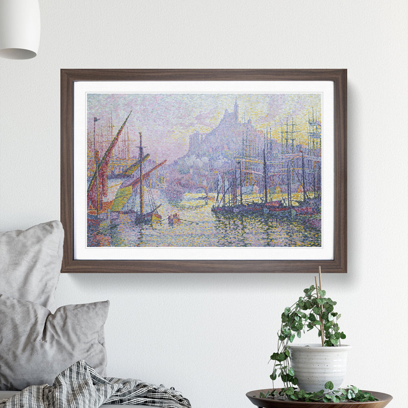 Notre-Dame de La Garde by Paul Signac - Picture Frame Painting, 27cm H x 36cm W x 2cm D, Walnut Framed