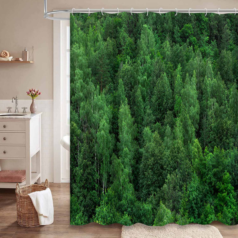 Rideau de douche à 12 crochets Forest Pine, L 72 po x l 78 po