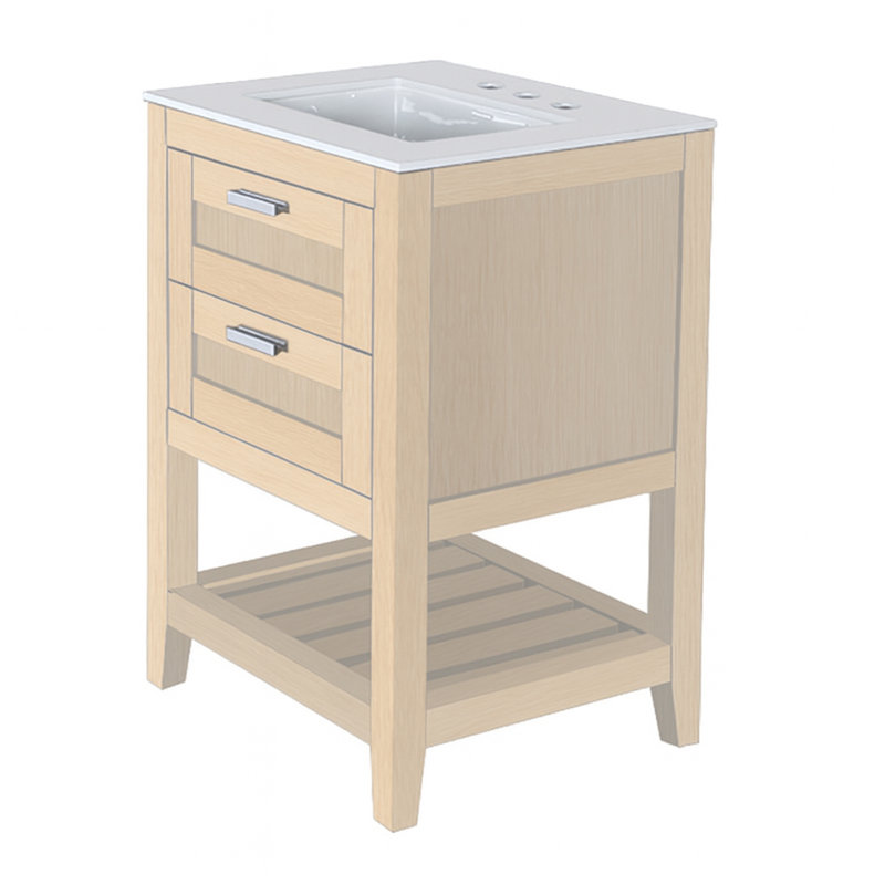 Stile 23.5'' W Single Vanity, White Oak, White, 8" Centers