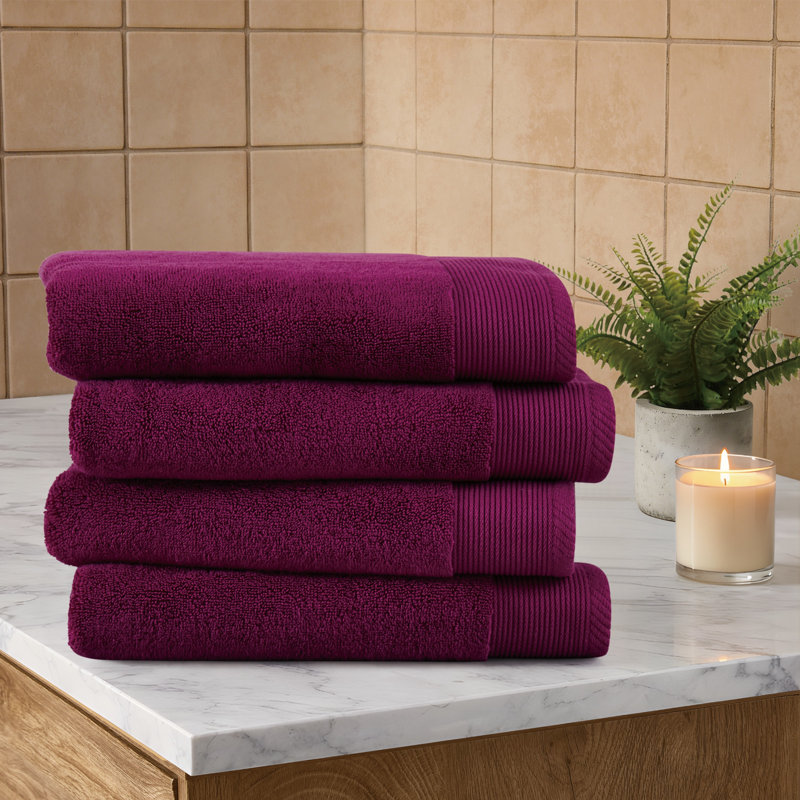 Cannon Heritage 4 Piece Bath Towel Set, Deep Berry