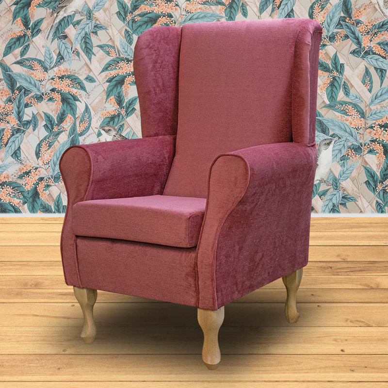 74cm Wide Tufted Velvet Wingback Chair, Pink