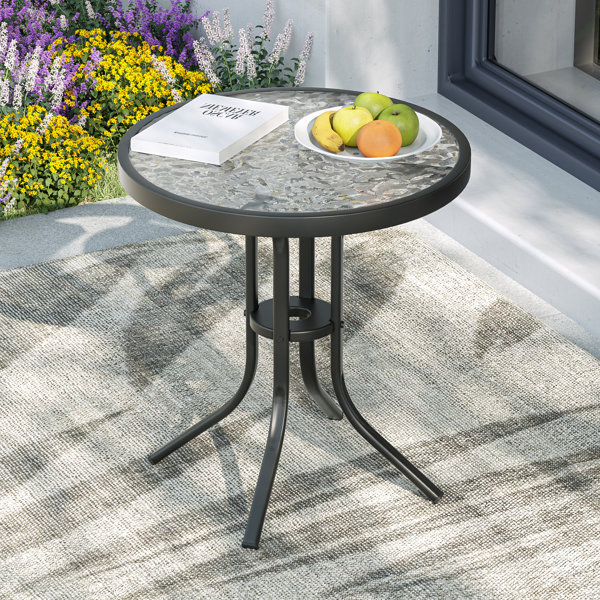 Winston Porter Patio Side Round Table, Water Rippled Tabletop for Room ...