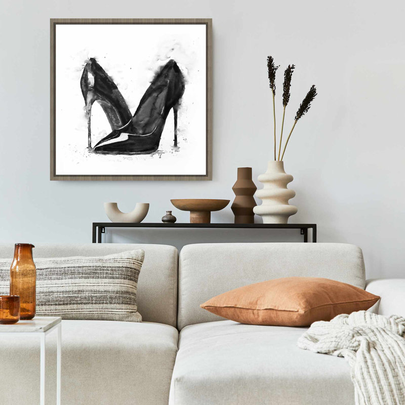 Chaussures à talons hauts noires minimalistes | Art mural de chambre à coucher