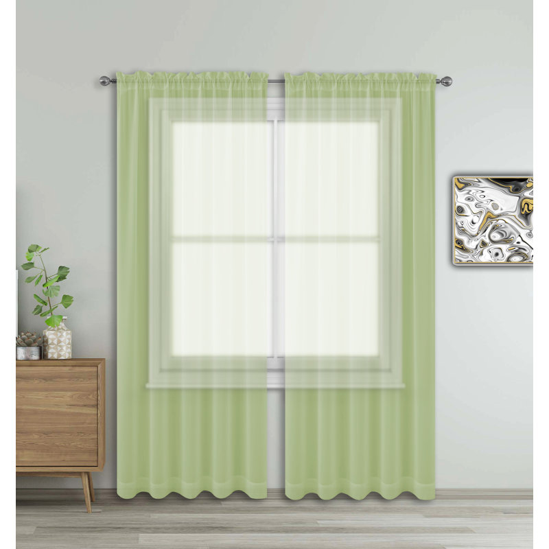 Godbey Sheer Curtain Pair, 57" W x 63" L, Pink