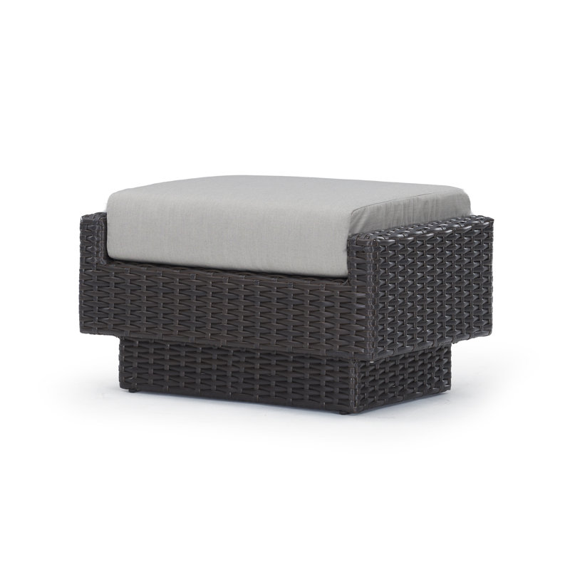 Repose-pieds d'extérieur avec coussins Sunbrella Jorolf, gris, Brun