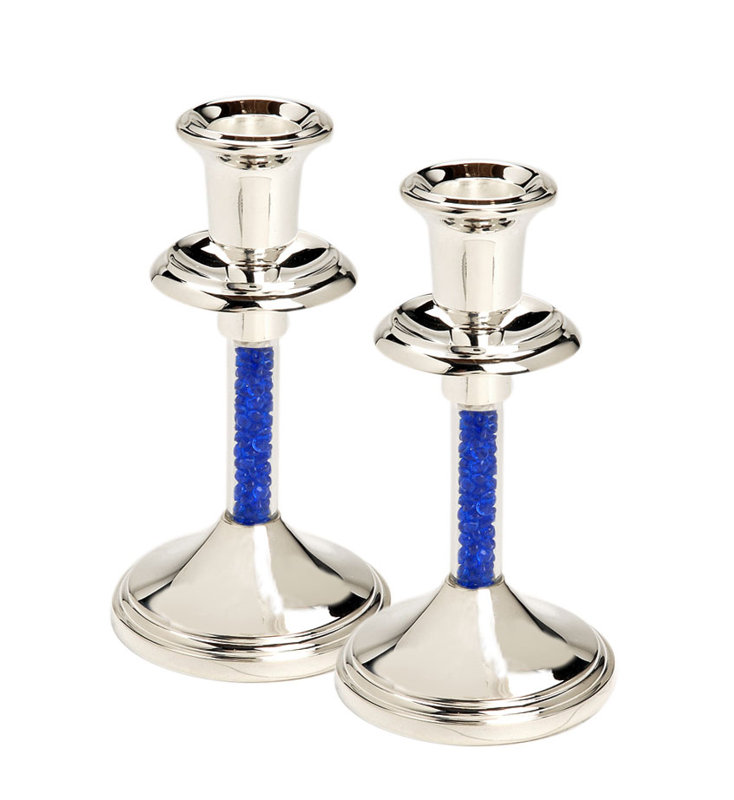 6'' H Metal Tabletop Candlestick, Blue