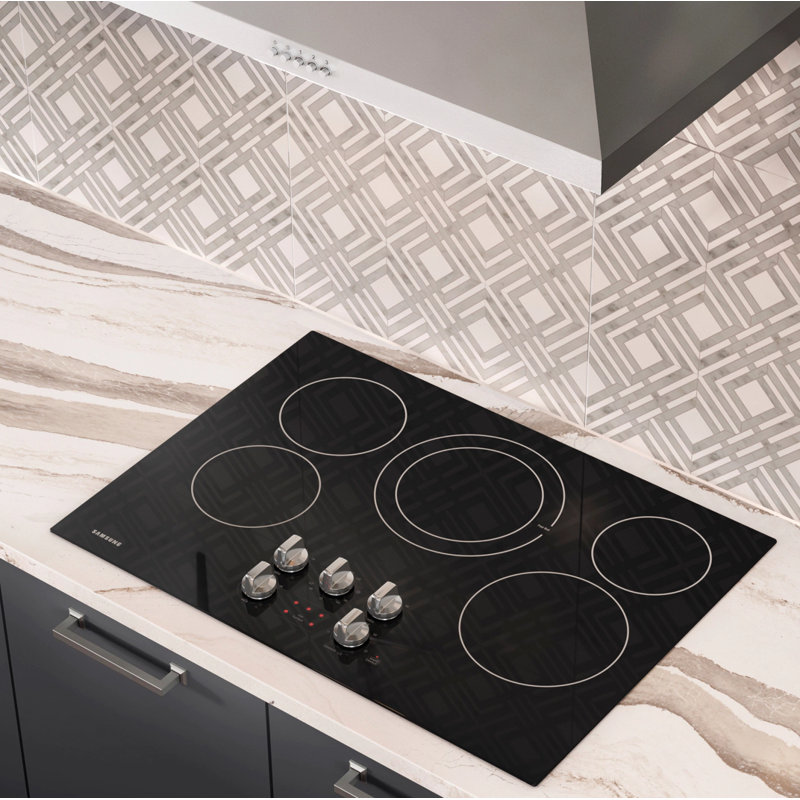 30" Black Ceramic Electric Cooktop with 4 Burners