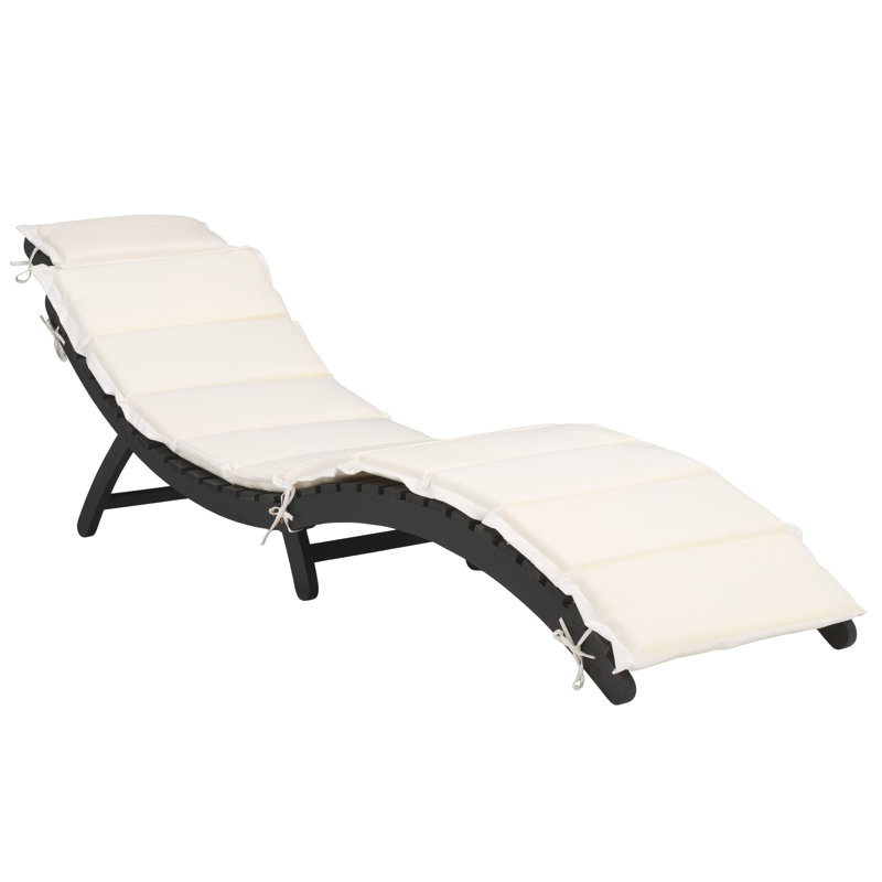Alois Chaise Lounge Set with Cushion and Table, Black/Beige