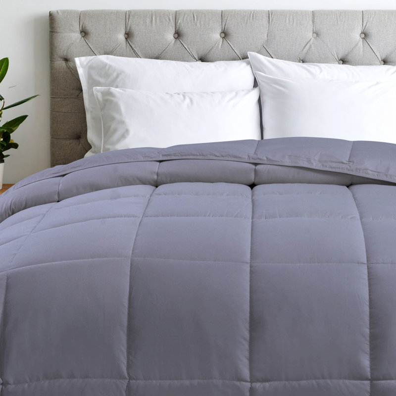 Insert de couette en duvet synthétique réversible Nile Mills Classic, Édredon très grand californien, Argent argent