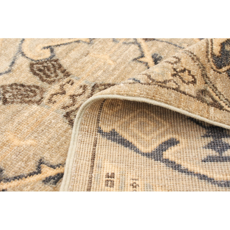 Tapis en laine beige 5 pi 11 po x 6 pi à main one-of-kind-noué la 2010 Kaulf