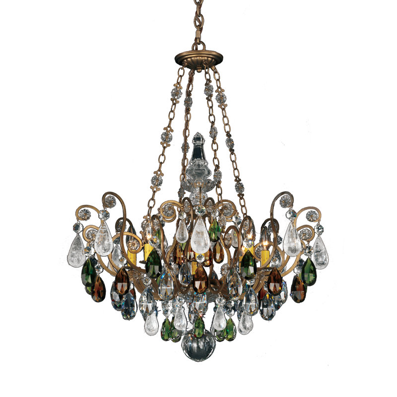 Renaissance 8 - Light Glass Chandelier, Etruscan Gold / Combination of Olive and Smoke