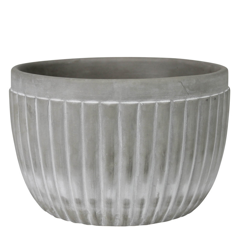 Scalloped Pot, Cement - 6”