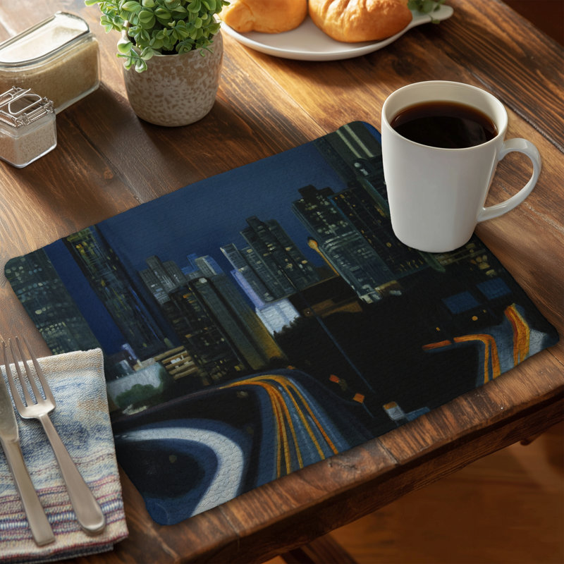 Atlanta at Night Braided Polyester Placemat - Bedroom Decor
