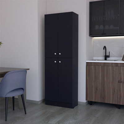 Garde-manger élégant et fonctionnel avec 4 portes et 5 tablettes cachées pour un rangement moderne