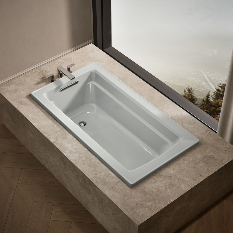 Archer Drop-In Bath with Reversible Drain, Ice Gray