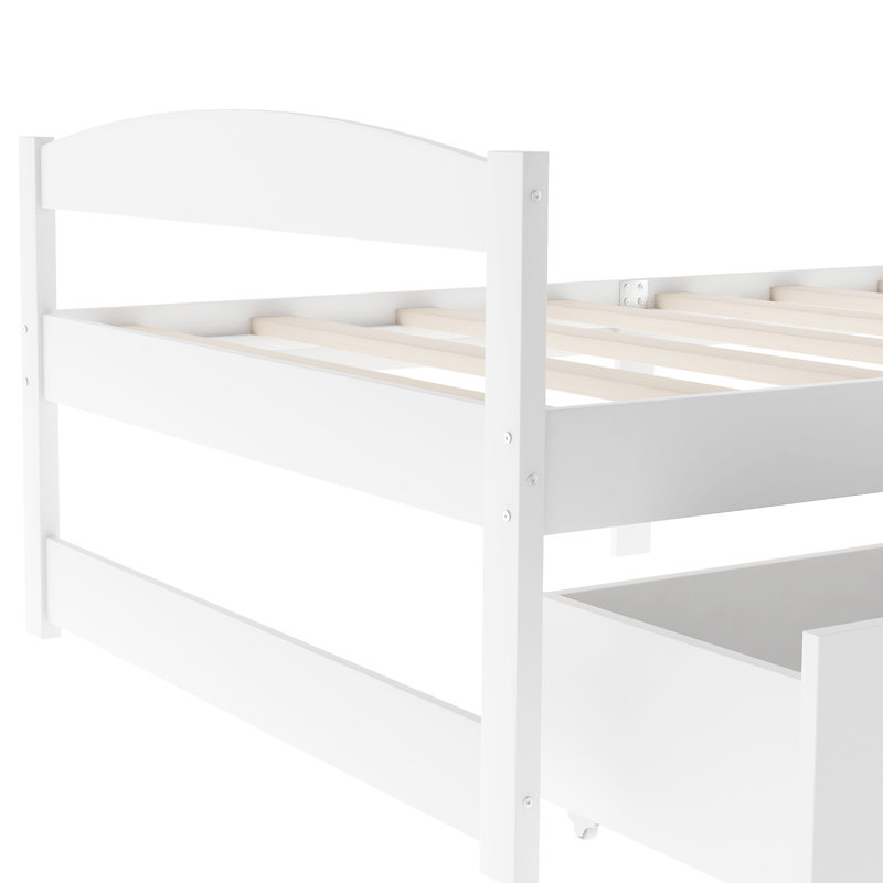 Lit plateforme simple avec deux tiroirs, Blanc