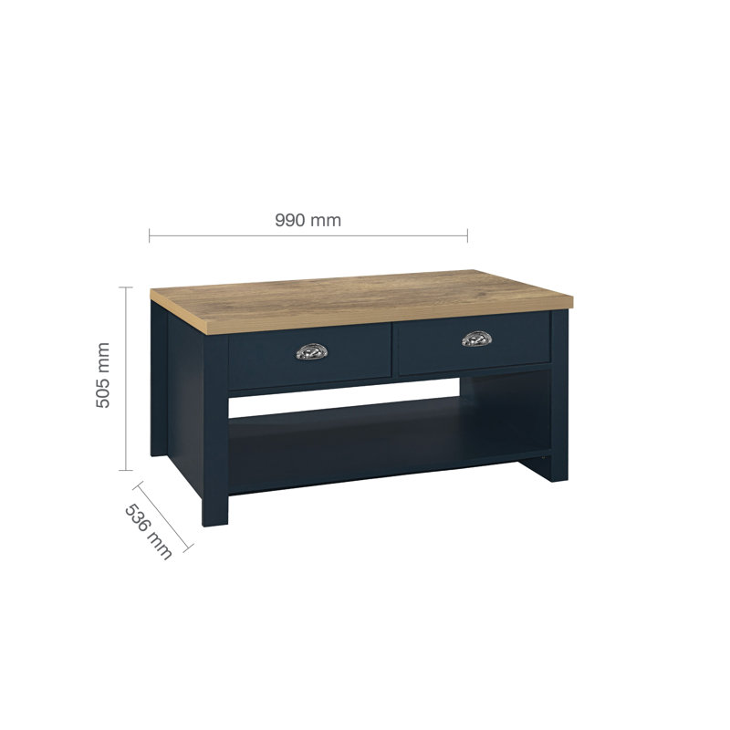 Napanoch Sled Coffee Table with Storage, Navy Blue