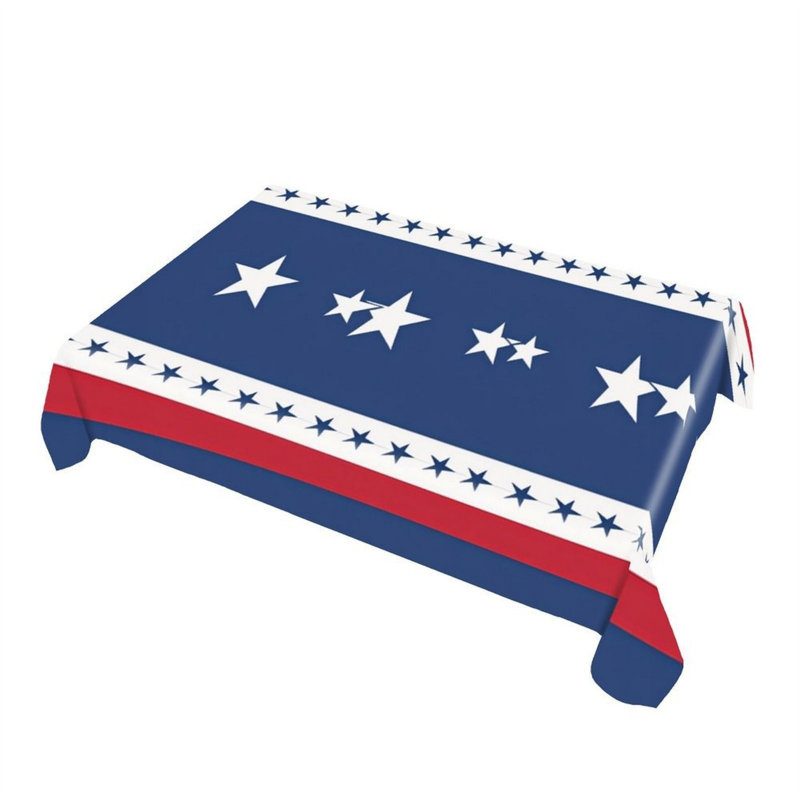 Patriotic Star And Stripe Rectangular Tablecloth 60 X 120 in 4th of July Events