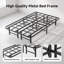 Structure de lit simple 16 po, lit pliant réglable en métal extensible sans sommier, rangement sous le lit, assemblage facile, sommier, noir-473893743