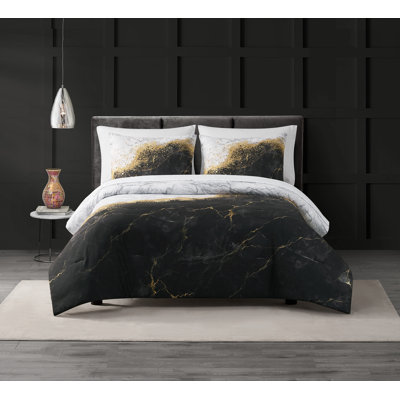 Zephyr 8 Piece Marble Comforter Set with bed sheets