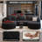 Boneless Modular Sectional Couches Luxury Modern Curved Back U-Shape Sofa Set with Ottoman,Minimalist Comfy Boneless Cloud Couch for Living Room Apartment-1024858727-1024858725-1024858731