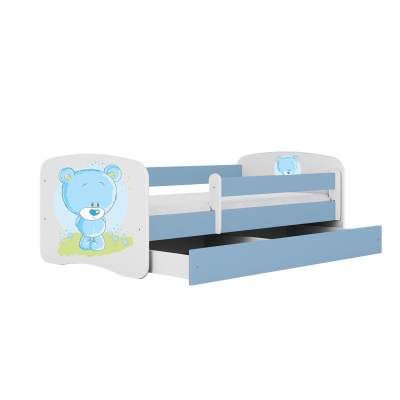 Cicero Drawer Convertible Bed and Mattress, European Toddler (91 x 185 cm), Blue