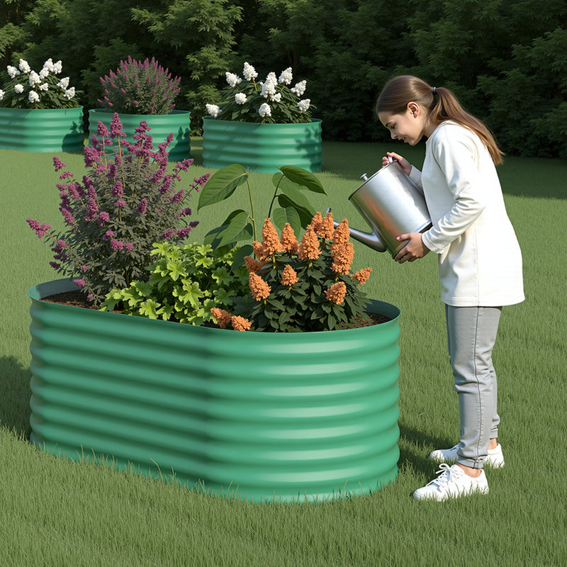 Metal Raised Garden Bed, 60cm H x 120cm W x 60cm D, Green