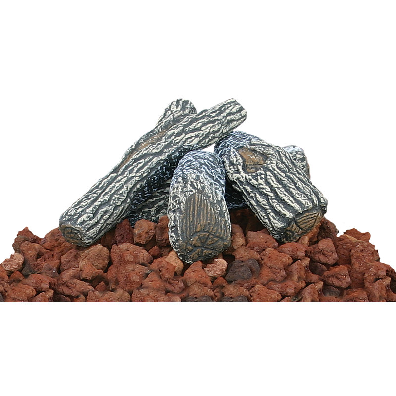 Rustic Brown and Gray Lava Rock and Cement Log Kit