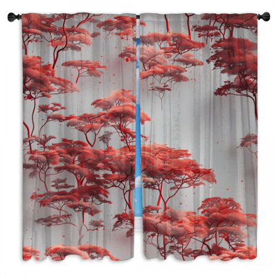 Red Canopy Trees Window Curtains Trees Sheer & Room Darkening - 2 Panels