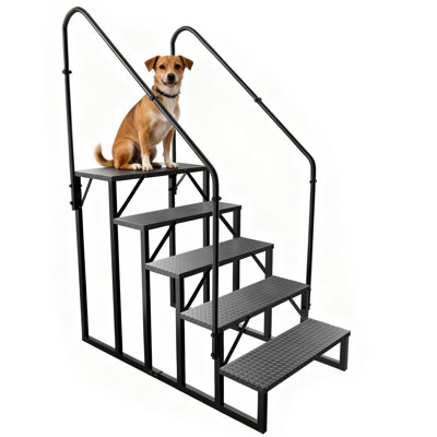 RV Steps with 2 Handrail, 5 Steps Mobile Home Ladder