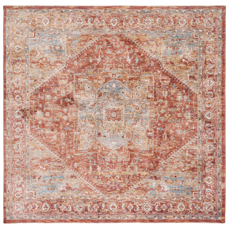 Oriental Rust Area Rug, Square 6'4"