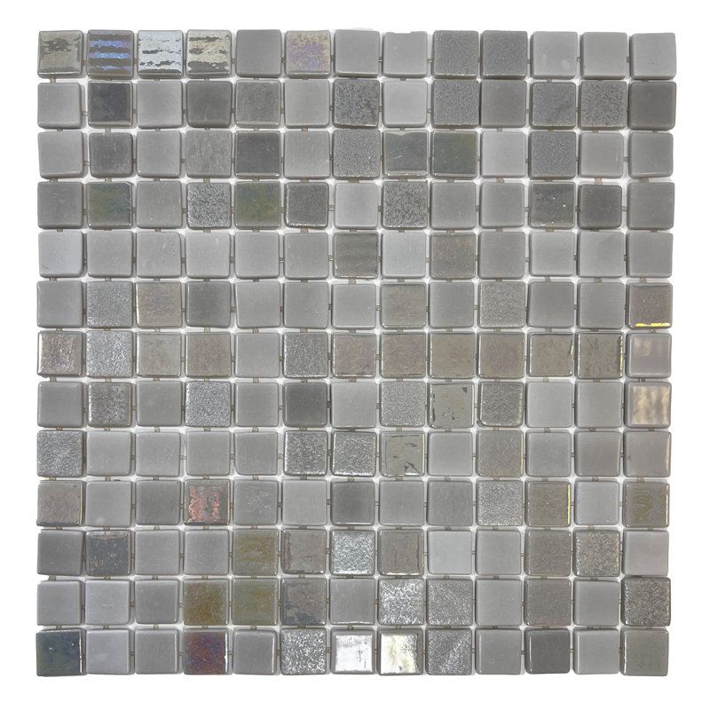 13" x 13" Glass Mosaic Shimmer Glass Mosaic Wall Floor Use Tile, Gray
