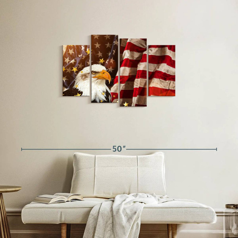 Brampt American Flag With Bald Eagle, 22" H x 36" W