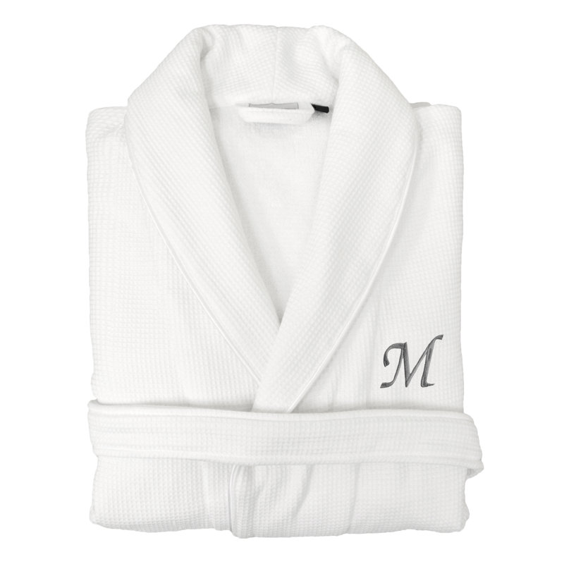  Peignoir personnalisé gaufré 100% coton turc, Petit / moyen, Gris, M